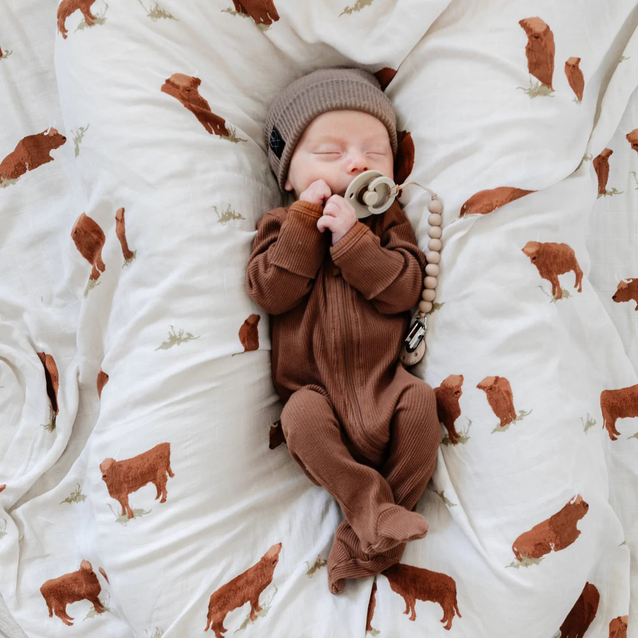 Highland Cow Bamboo Muslin Swaddle Blanket