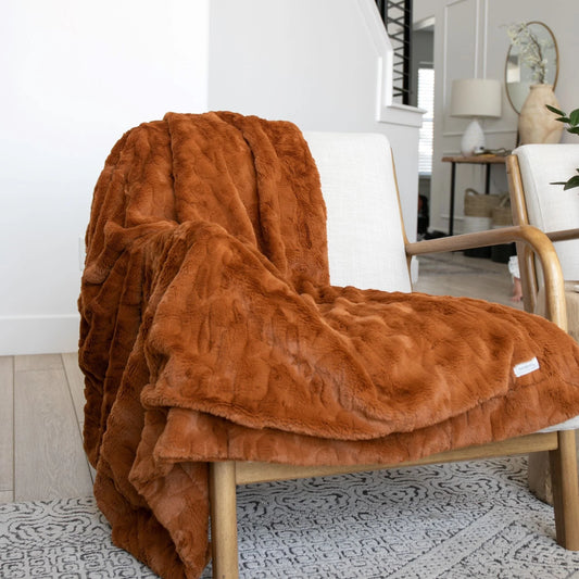 Copper Patterned Faux Fur Extra Large Throw Blanket