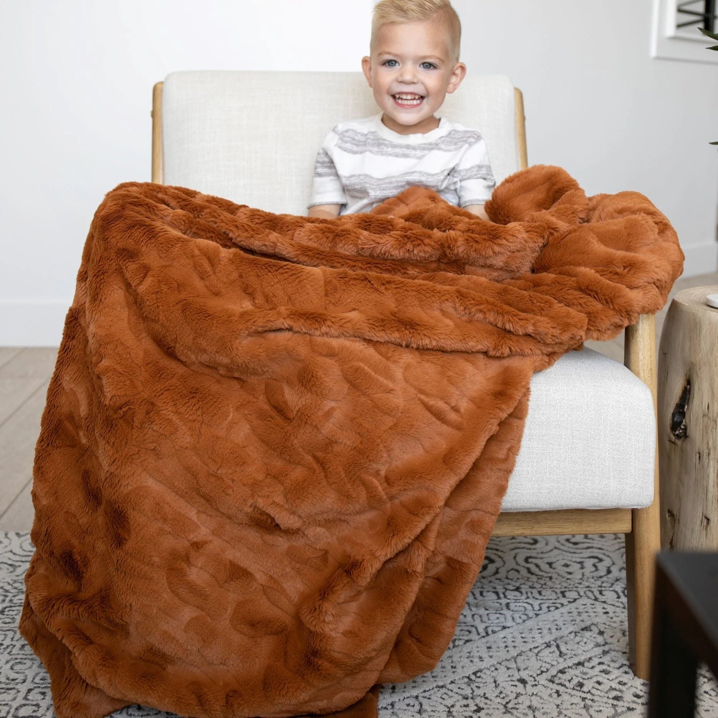 Copper Patterned Faux Fur Extra Large Throw Blanket