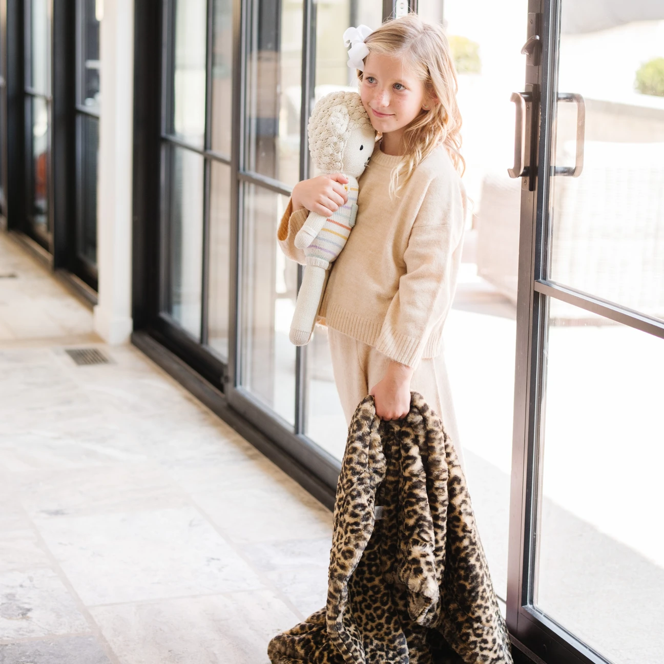 Classic Leopard Faux Fur Receiving Blanket