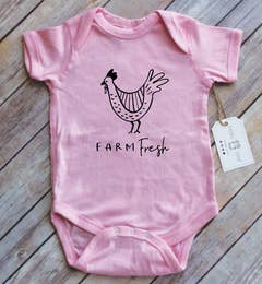 Farm Fresh Chicken Onesie - Pink