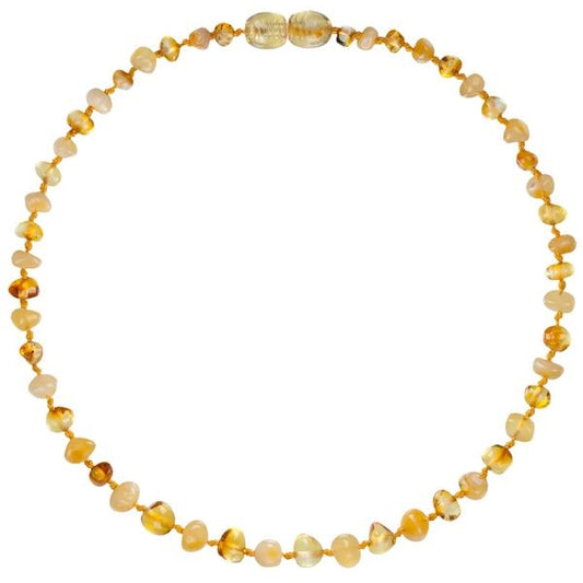 Polished Milk/Honey Amber Teething Necklace 12.5"