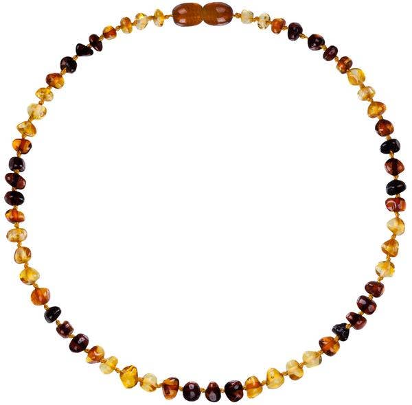 Polished Rainbow Wave Amber Teething Necklace 12.5"