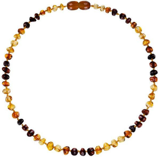 Polished Rainbow Wave Amber Teething Necklace 12.5"