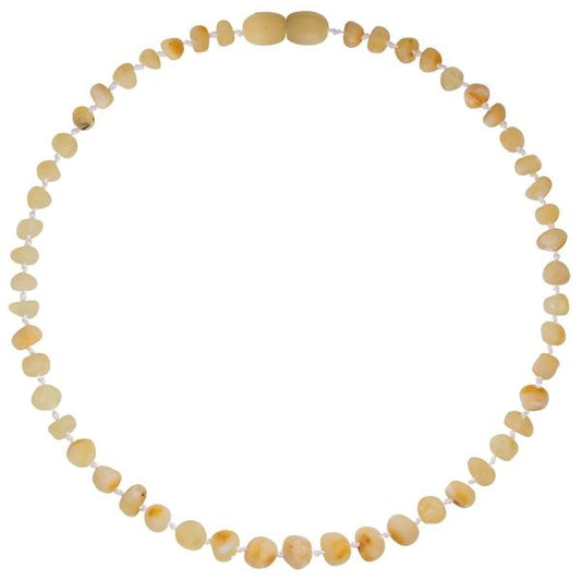 Unpolished Milk Amber Teething Necklace 12.5"