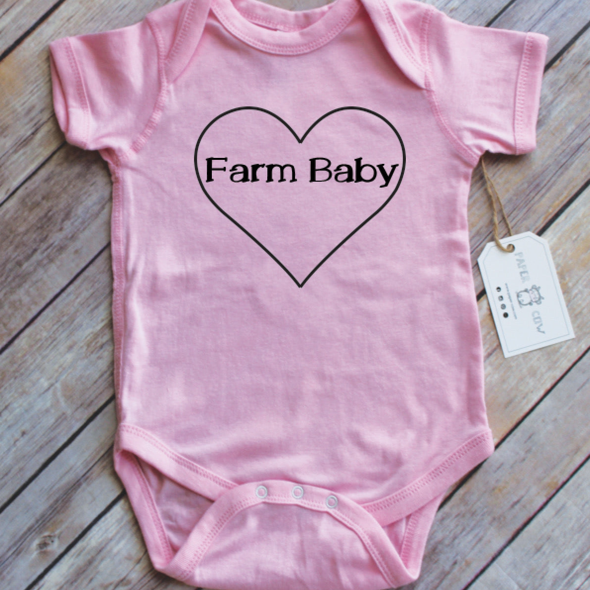 Heart Farm Baby Onesie - Pink