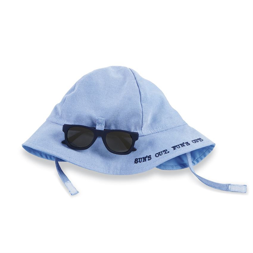 Mud Pie Sun's Out Blue Hat & Navy Sunglass Set