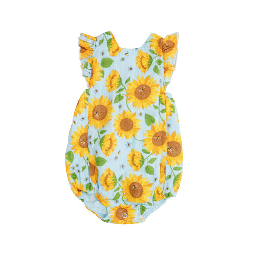 Sunflowers Whispering Blue Sunsuit