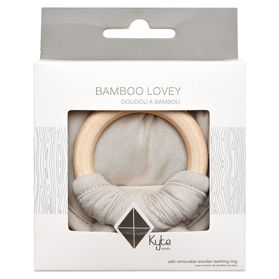 Kyte Baby Lovey with Removable Wooden Teething Ring - Oat
