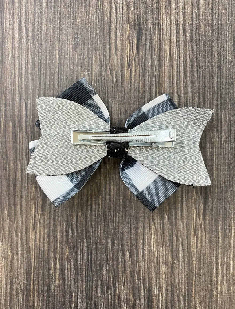 Black & White Glittery Buffalo Plaid Bow