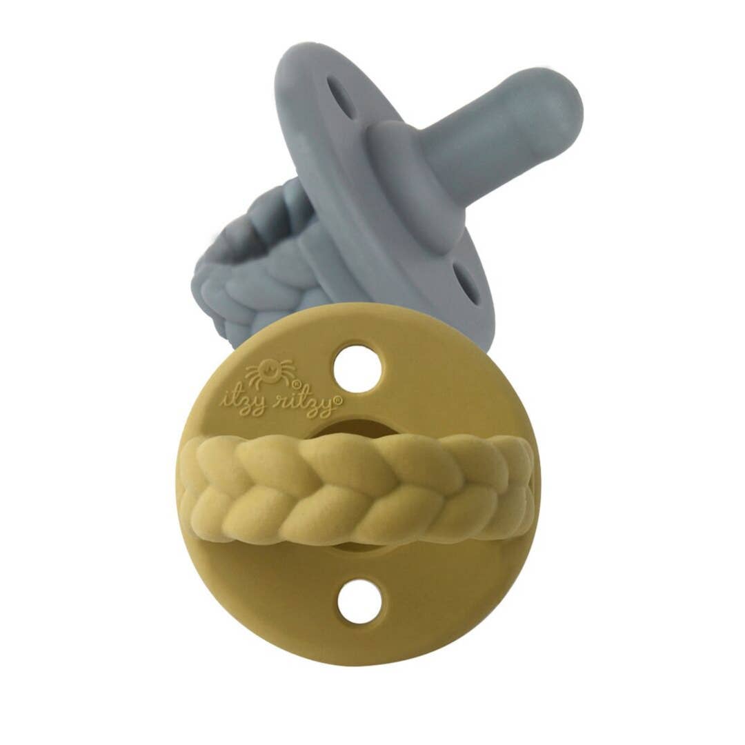 Sweetie Soother Pacifier 2-pack - Mustard + Gray Braids