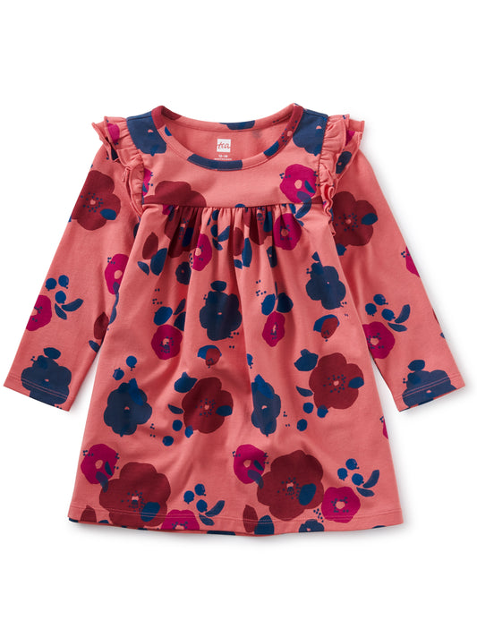 Ruffle Shoulder Baby Dress - Little Linnea in Crabapple