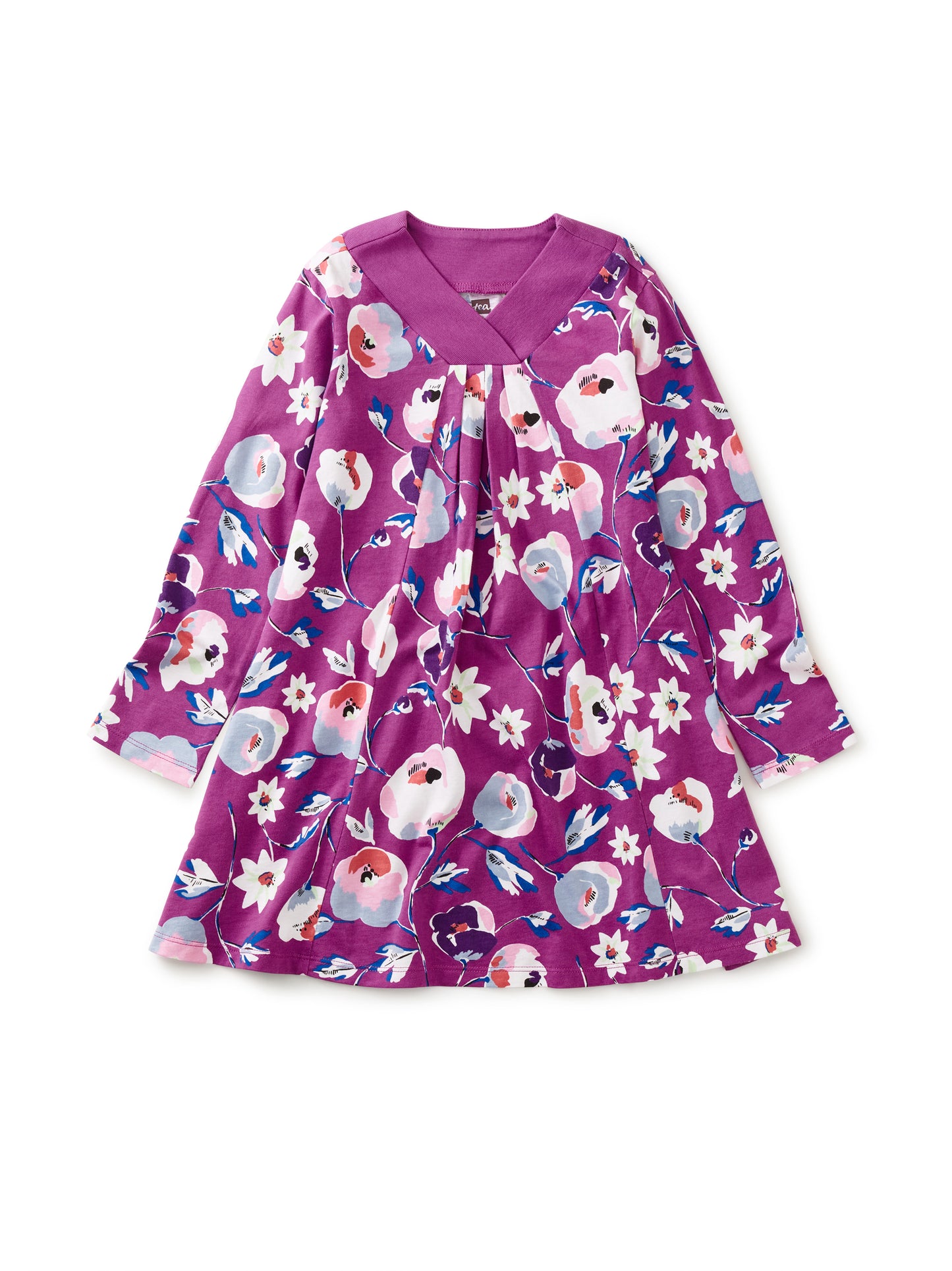 Swedish Flowers in Purple Riko Trapeze Dress