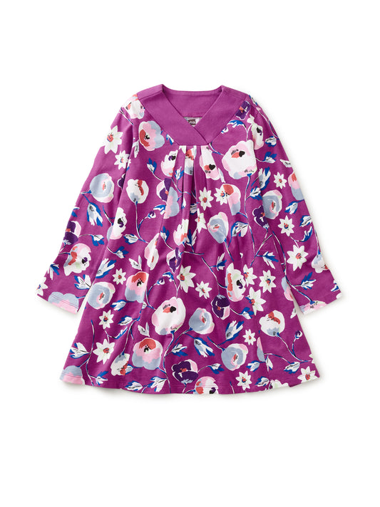 Swedish Flowers in Purple Riko Trapeze Dress