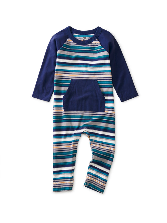 Sidewalk Stripe Kangaroo Pocket Baby Romper