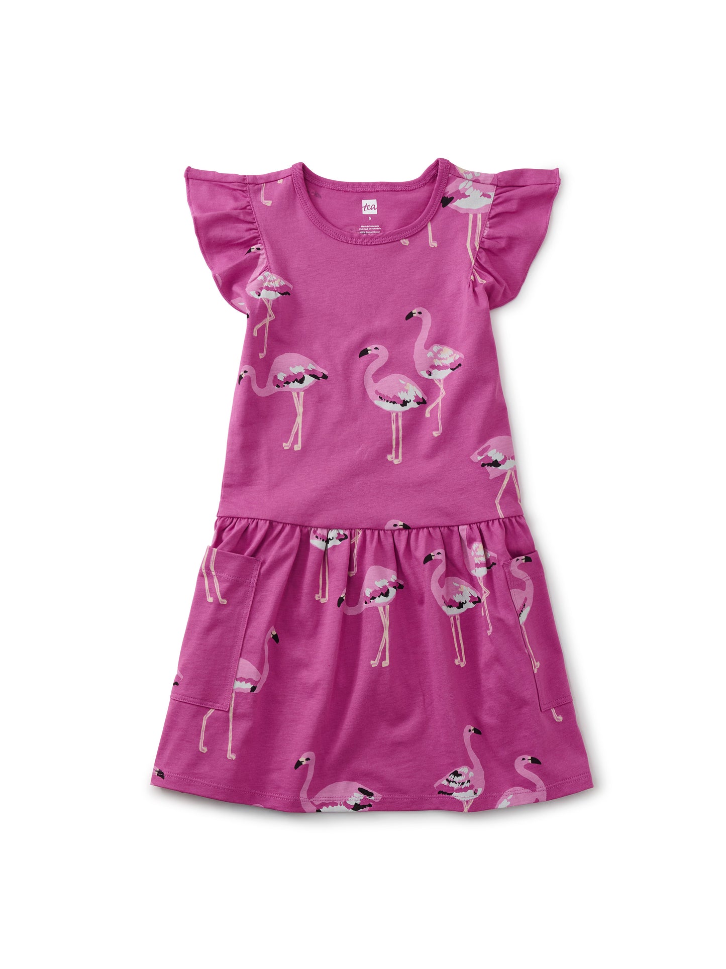 Flamingo Flamboyance Flutter Sleeve Pocket Dress