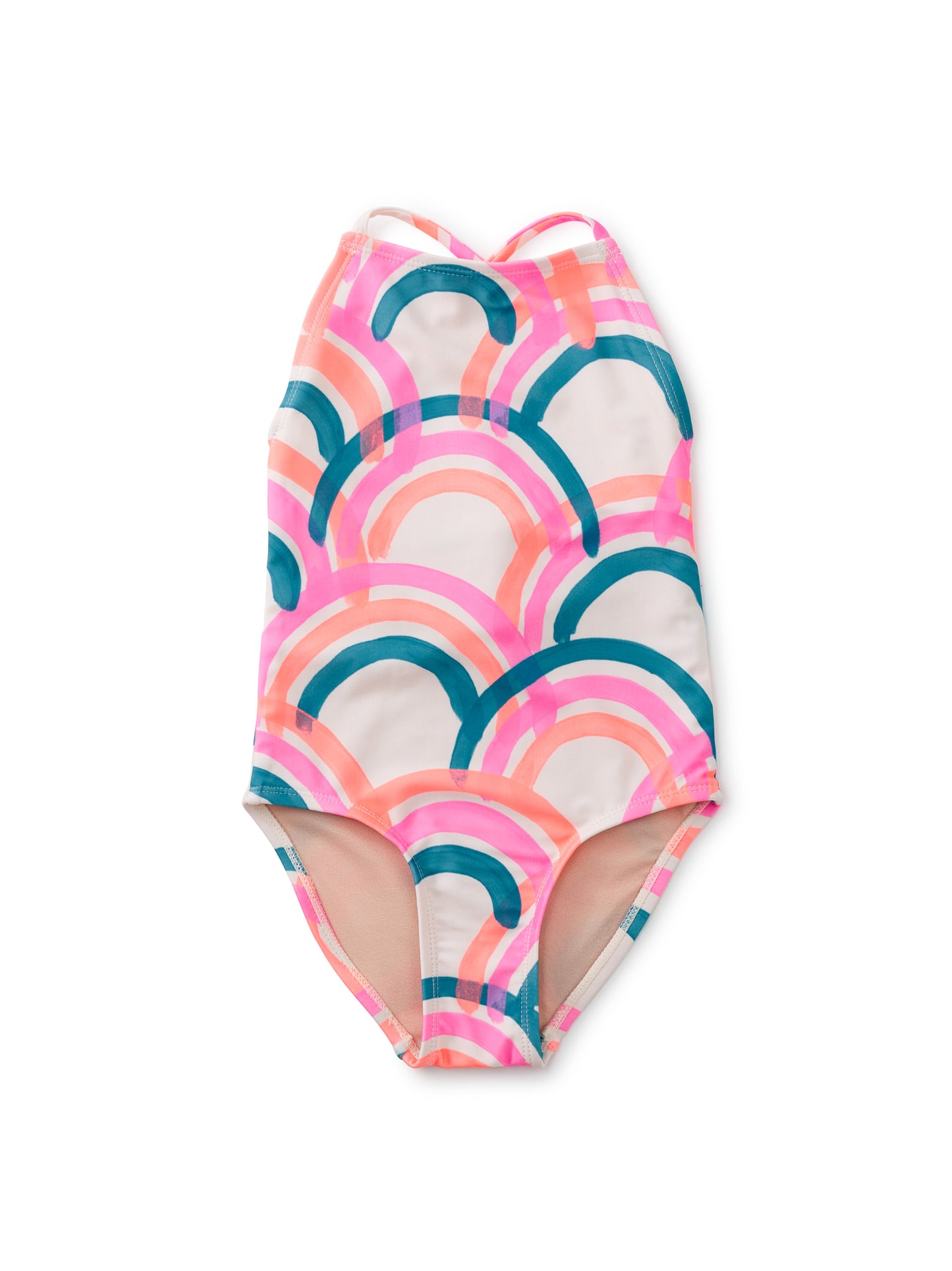 Island Rainbow in Chalk Cross-Back One-Piece Swimsuit