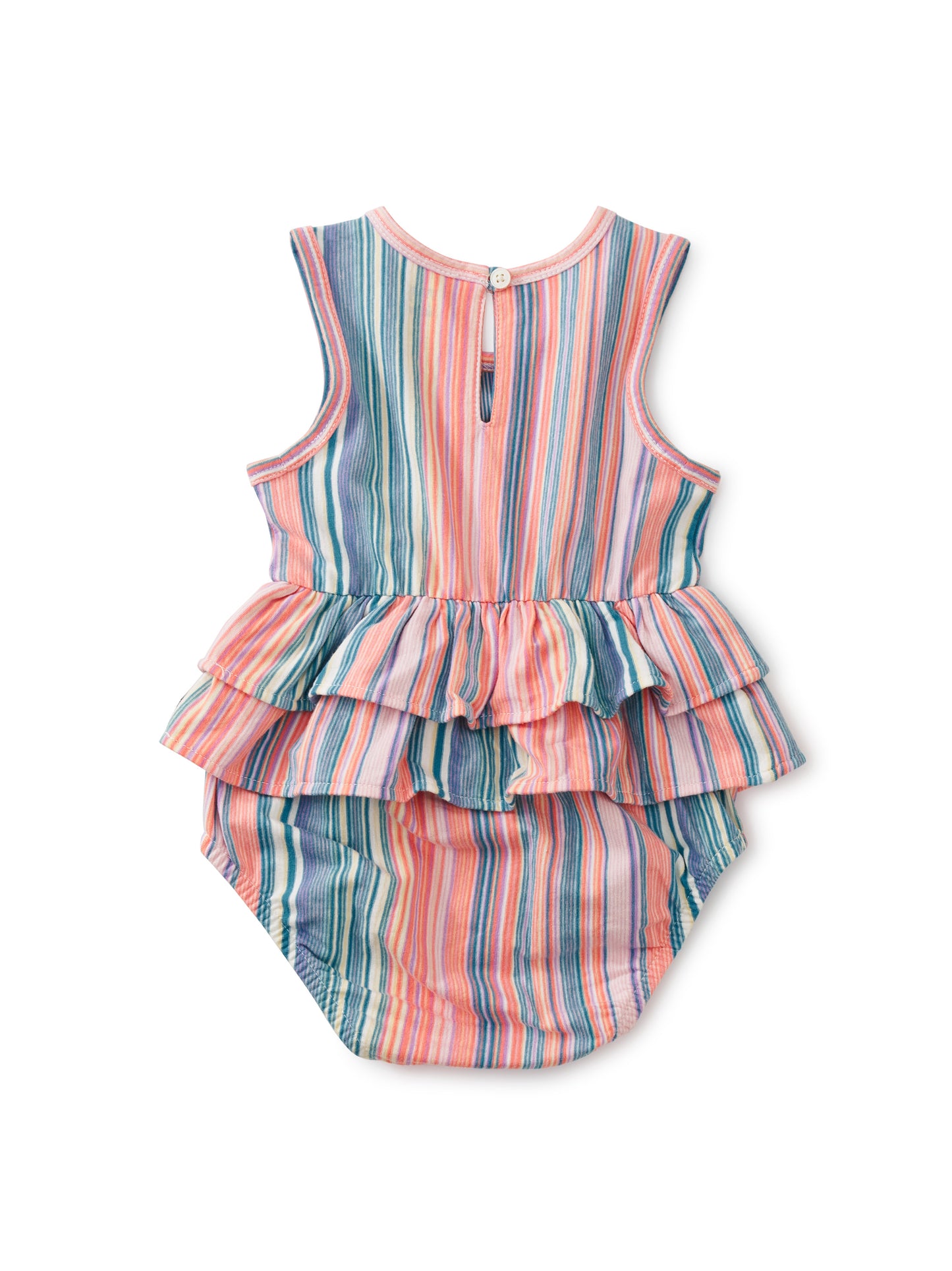 Sunset Pink Tiered Ruffle Baby Romper