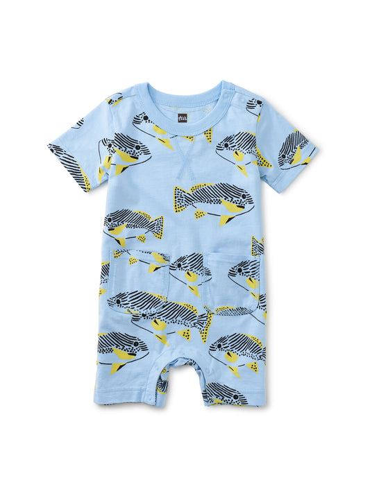 Coastal Fish Double Pocket Baby Romper