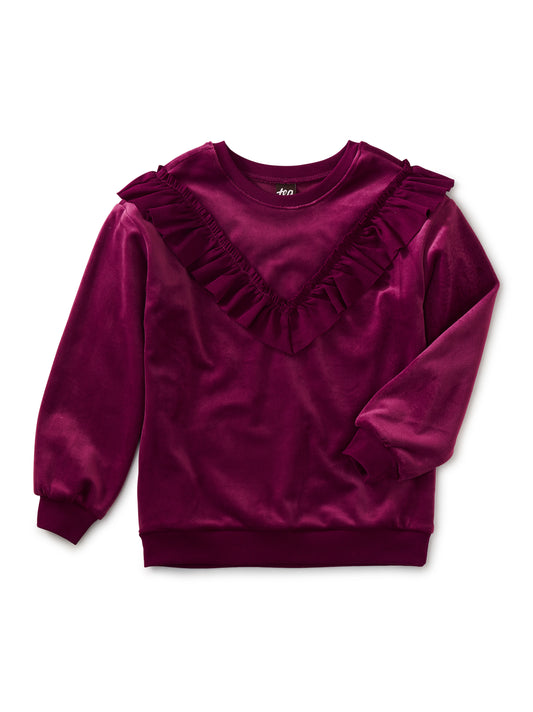 Cosmic Berry Velour Ruffle Tunic Top