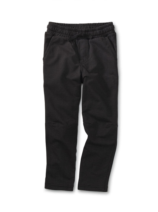 Black Windowpane Printed Trek Pants