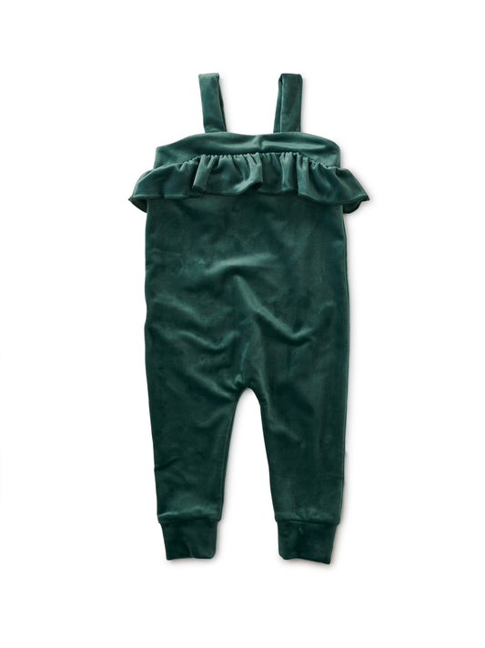 Jungle Velour Ruffle Baby Romper