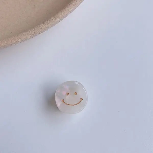 Smiley Face Grab Hair Clip in White