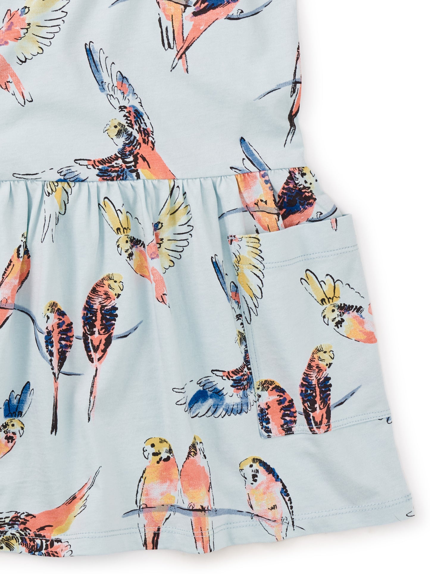 Pop Parrots Flutter Sleeve Pocket Dress