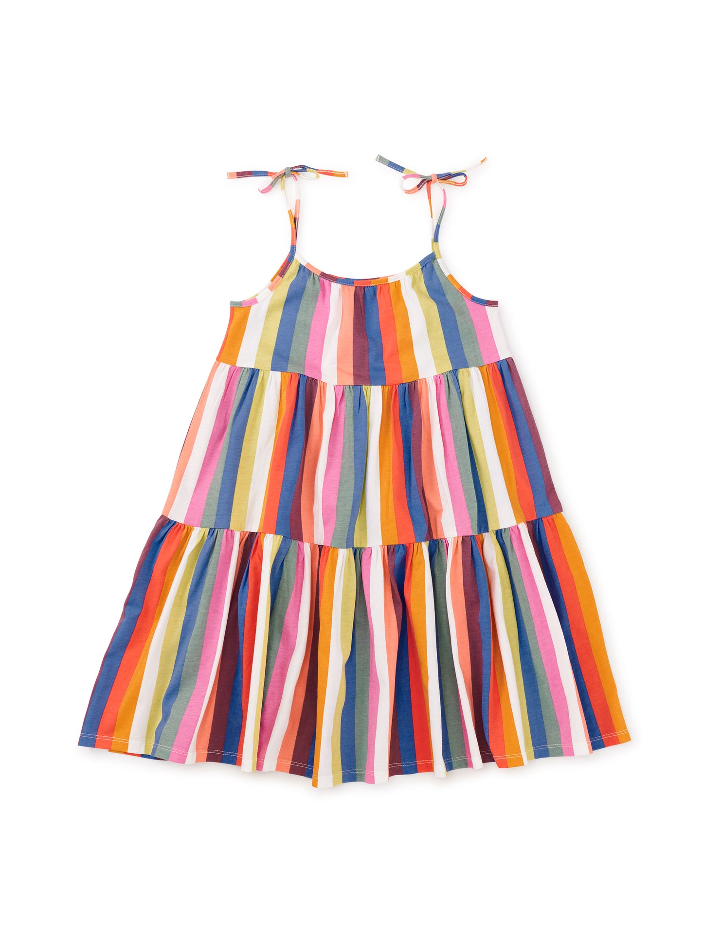 Lisbon Stripe Tie Shoulder Tiered Dress