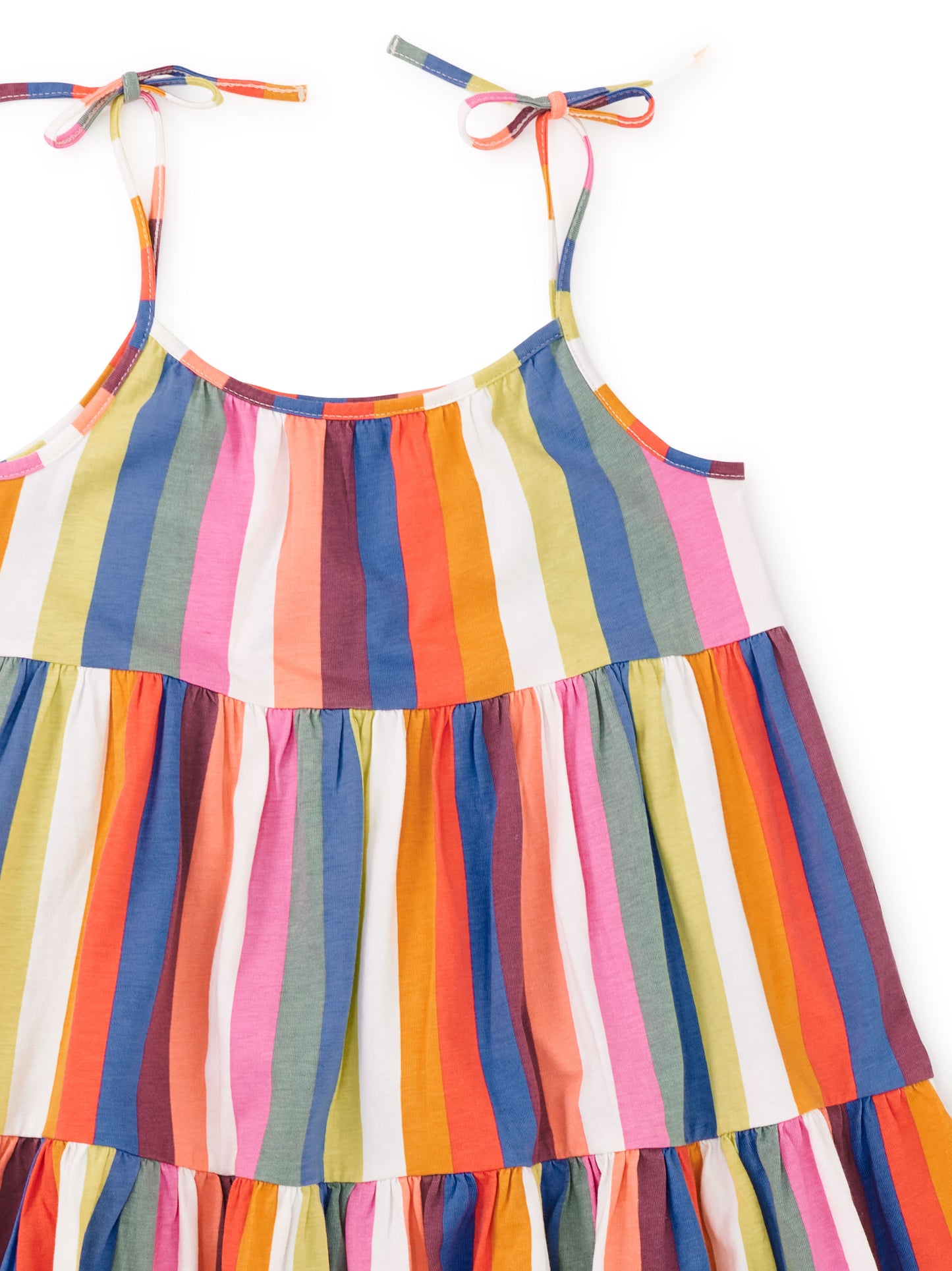 Lisbon Stripe Tie Shoulder Tiered Dress