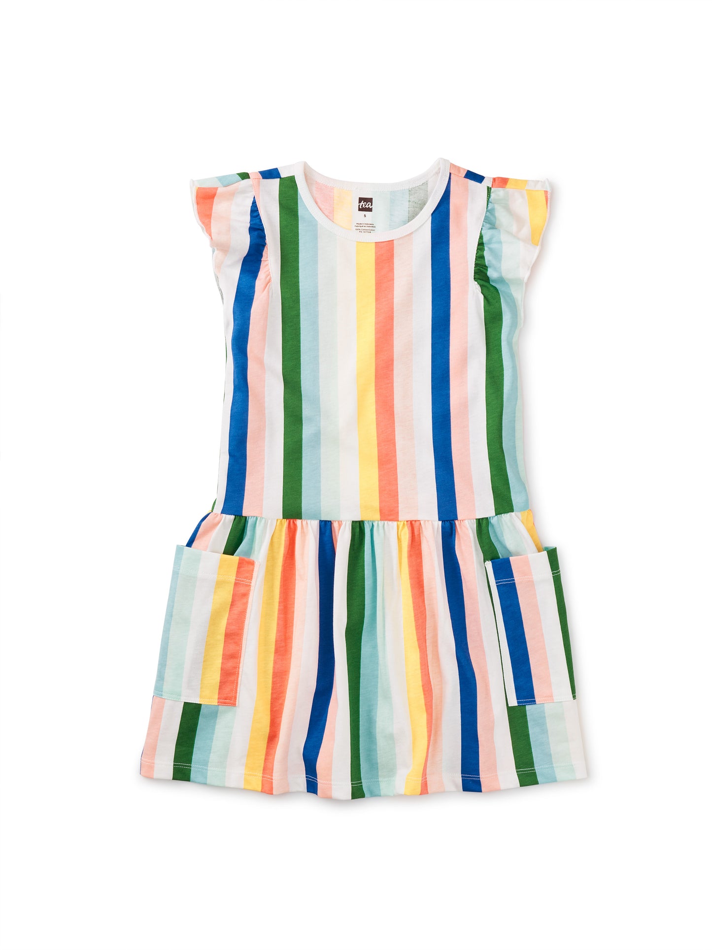Lisbon Stripe Flutter Sleeve Pocket Dress