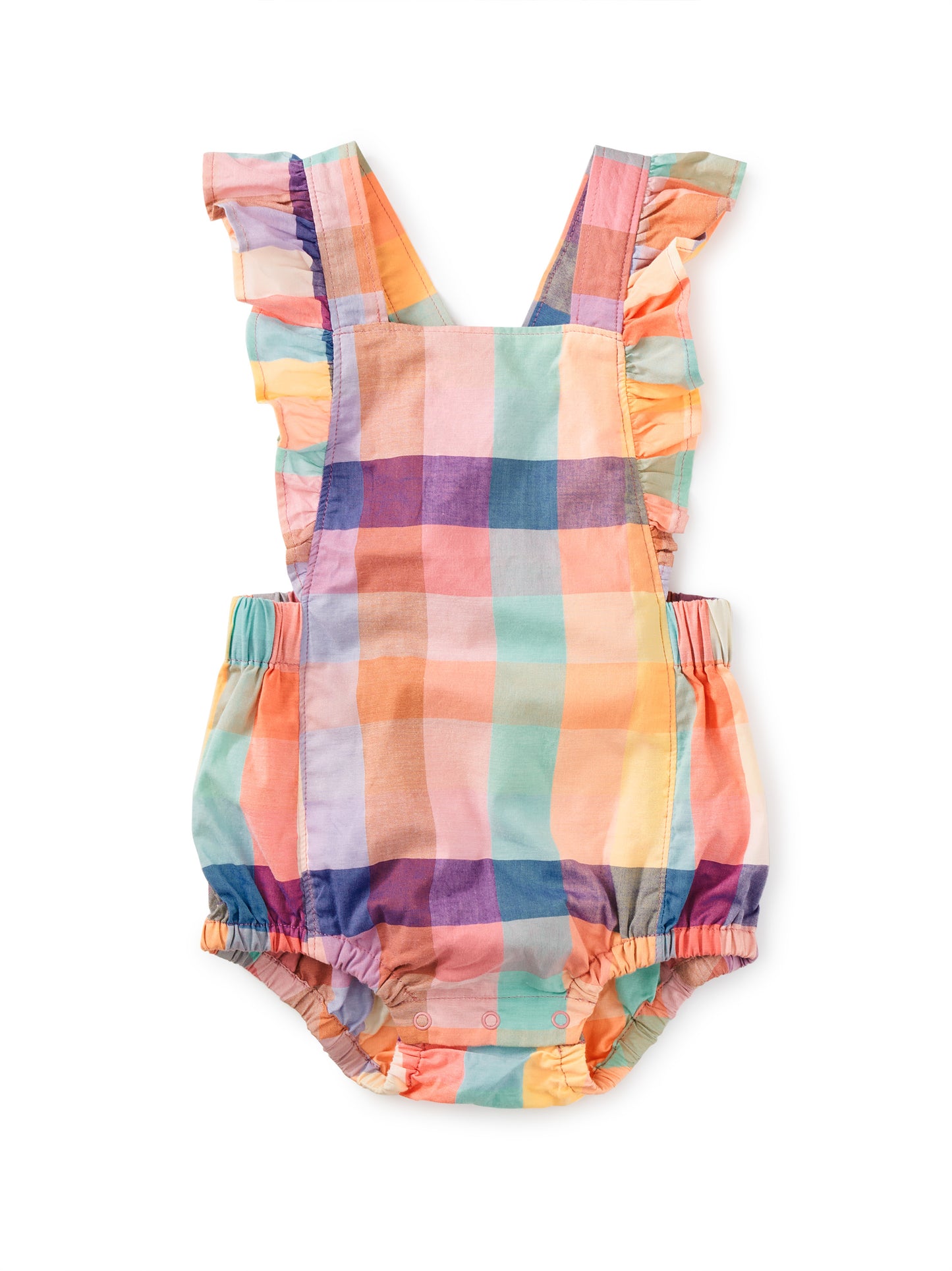 Feliz Familia Plaid Ruffle Bubble Baby Romper