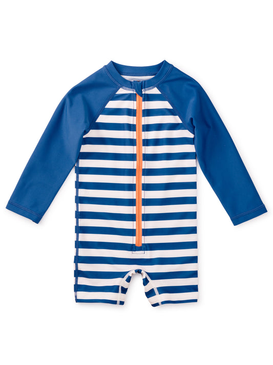 Stripes in Blue Rash Guard Baby Swimsuit