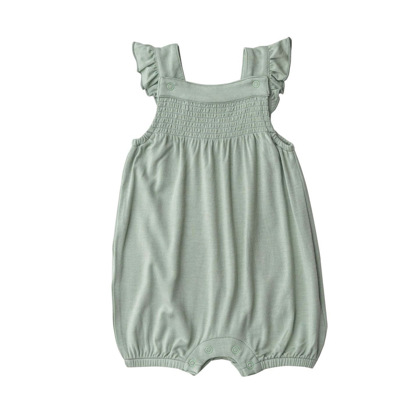 Laurel Green Smocked Front Overall Shortie