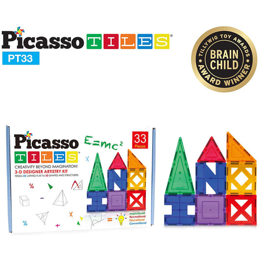PicassoTiles 33 Piece Magnetic Tileset