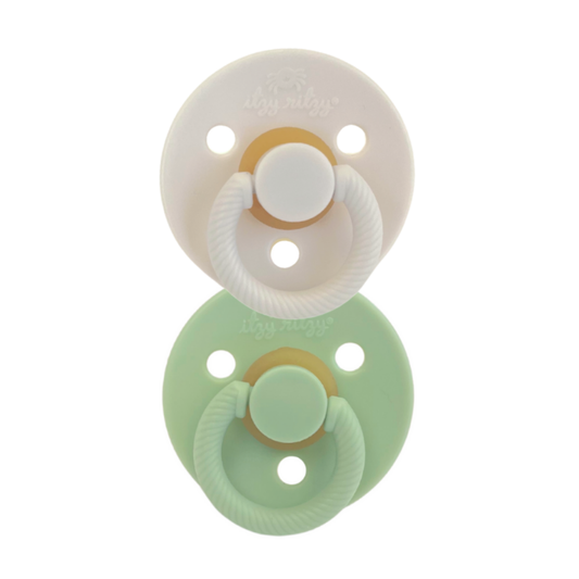 Mint + White Natural Rubber Pacifiers