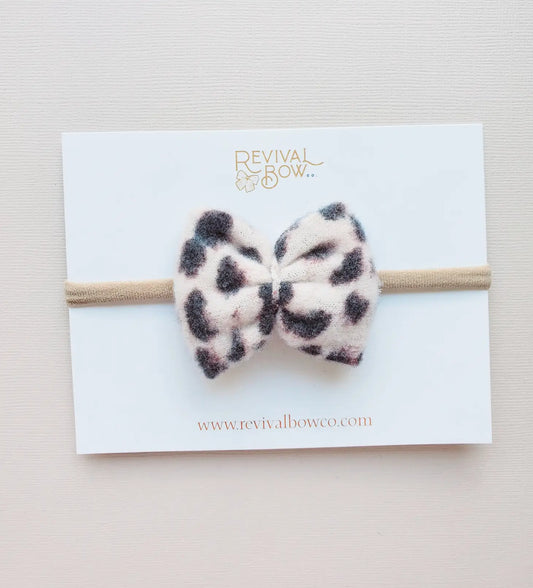Super Soft Leopard Mini Bow on Nylon Headband