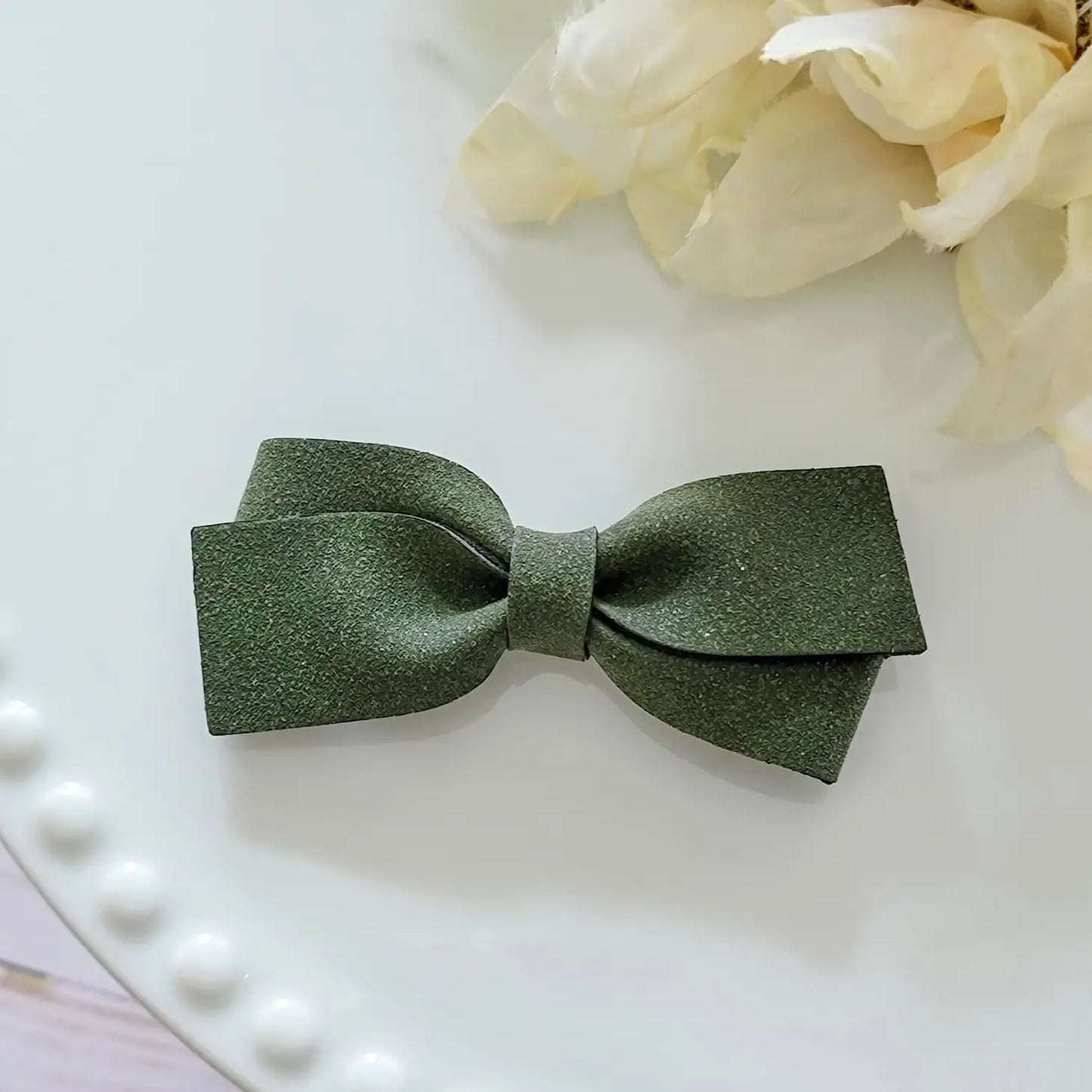 Anastasia Bow - Forest Green Glitter Vegan Suede