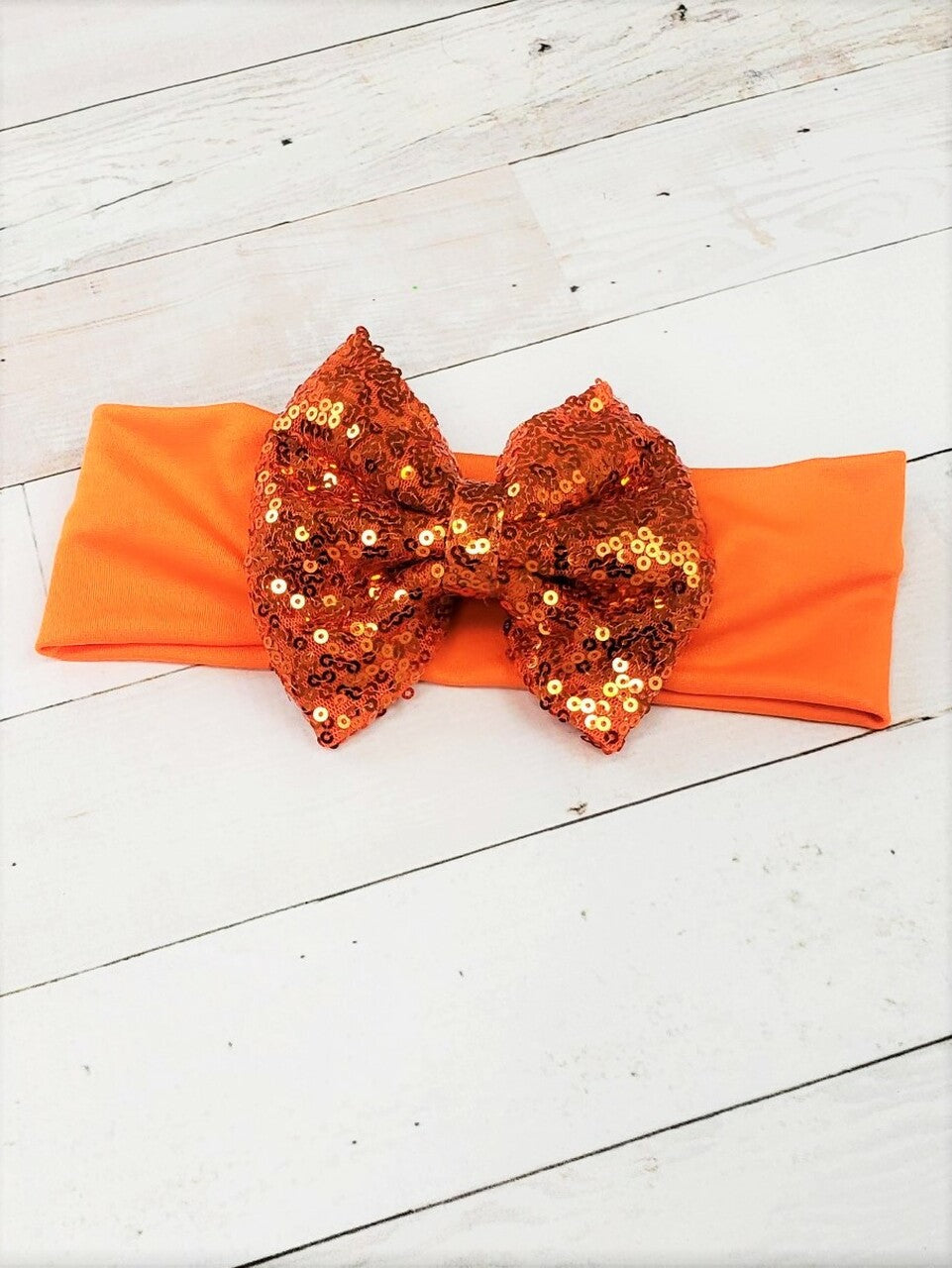 Orange Sequin Bow Headband