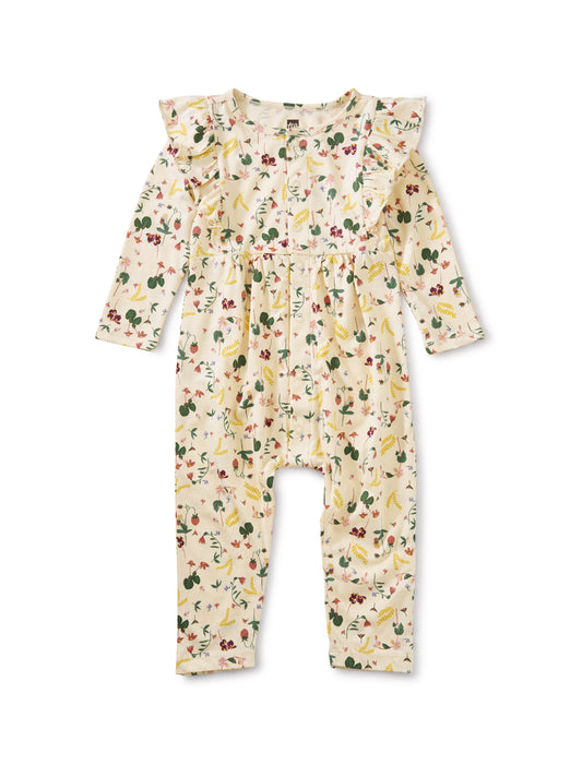 Tea Collection Snap Front Ruffle Romper - Ripe Strawberry