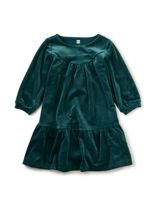 Tea Collection Velour Dress - Deep Sea