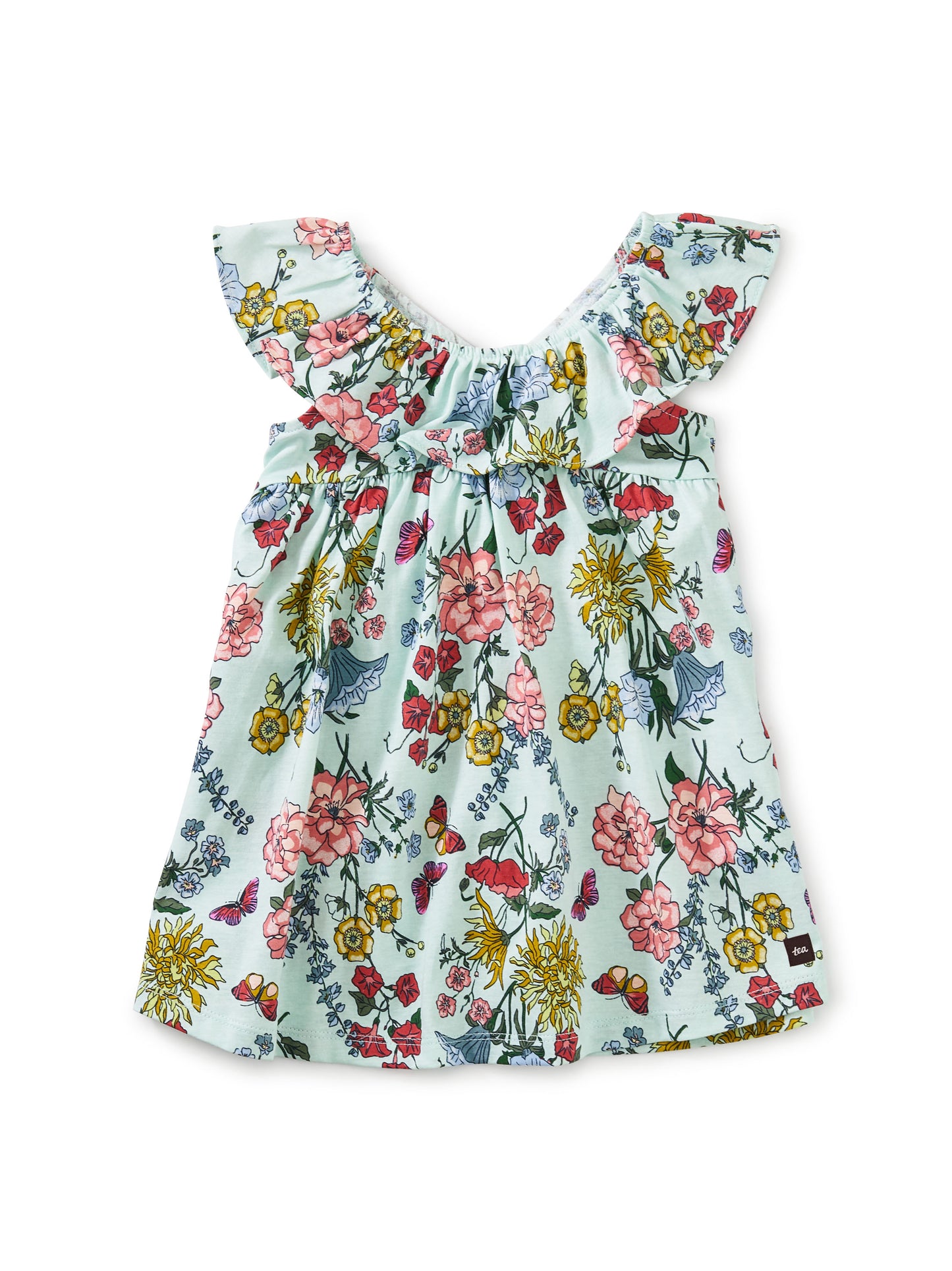 Ruffle Neck Baby Dress - Intricate Floral