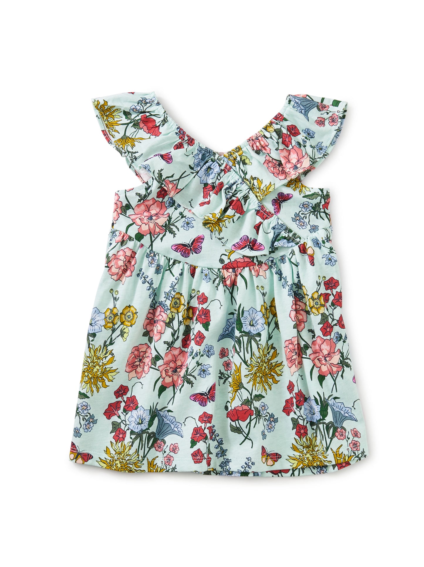Ruffle Neck Baby Dress - Intricate Floral