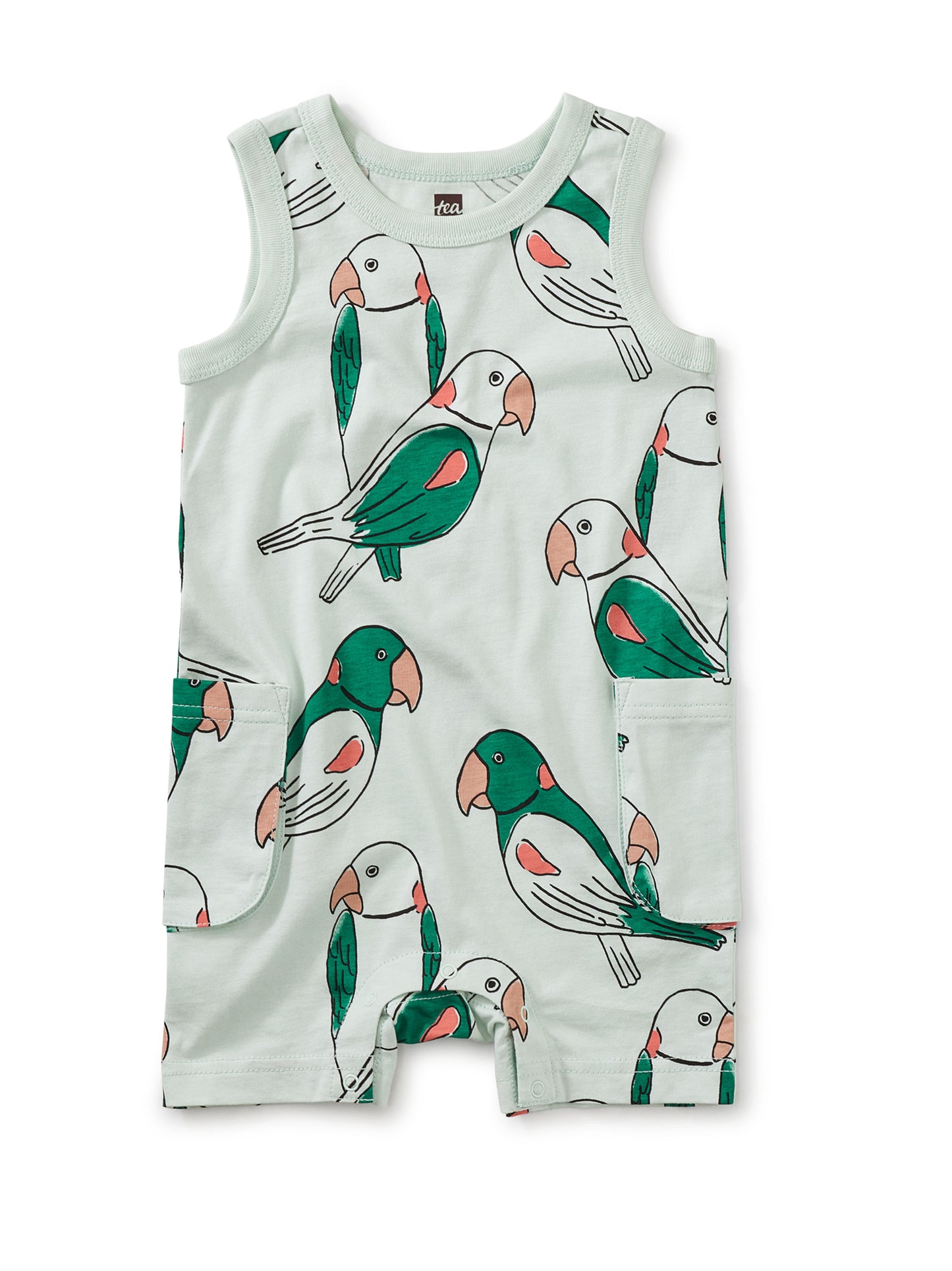 Cargo Pocket Tank Baby Romper - Alexandrine Parakeet