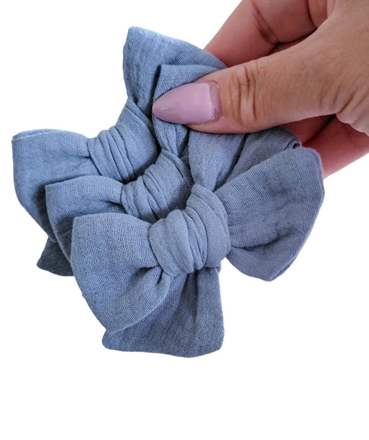 Chloe Bow - Dusty Blue Muslin