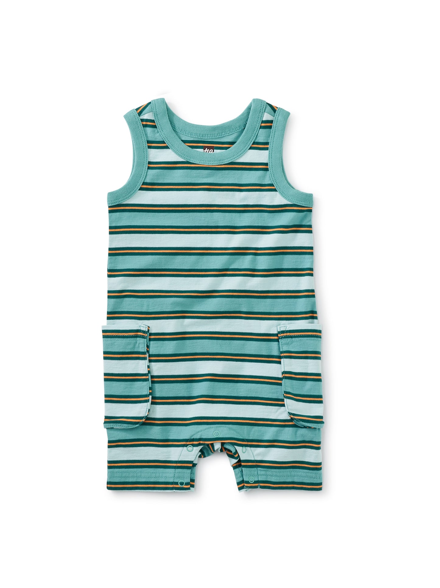 Cargo Pocket Tank Baby Romper - Patina