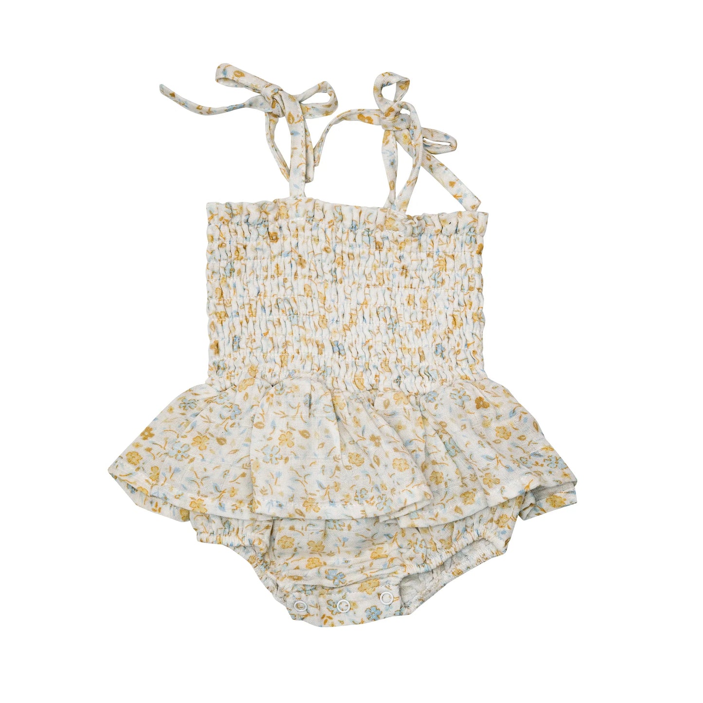 Flaxen Floral Smocked Bubble w/ Skirt