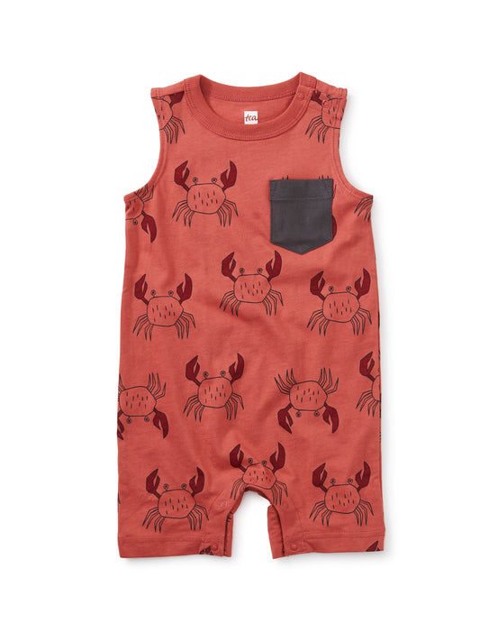 Pop Pocket Tank Baby Romper - Dancing Crabs