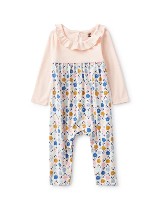 Ruffle Collar Romper - Blush Blooms in Multi