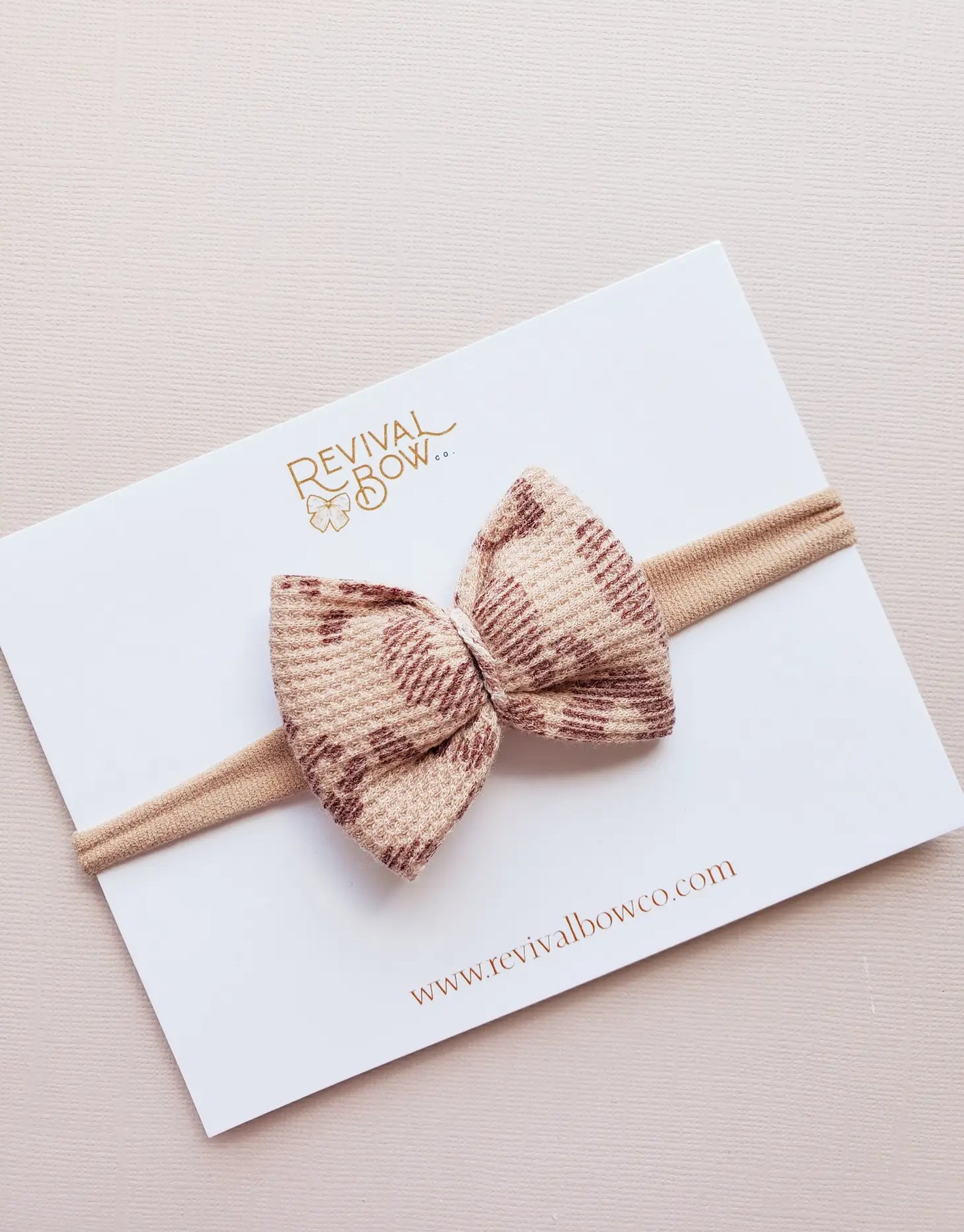 Cheetah Waffle Mini Bow on Nylon Headband